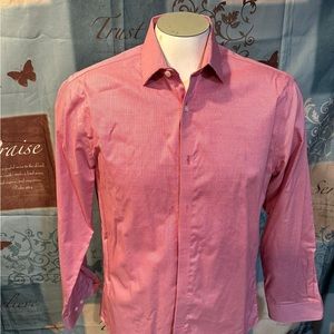 Tommy Hilfiger Mens 15 Button Down Shirt Ruby Long Sleeve 32-33 Cotton Slim Fit